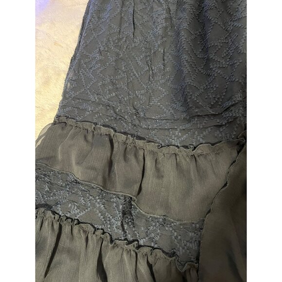 Free People Black Ruffled Off-Shoulder Smocked Dress L Adjustable Straps - Picture 8 of 9